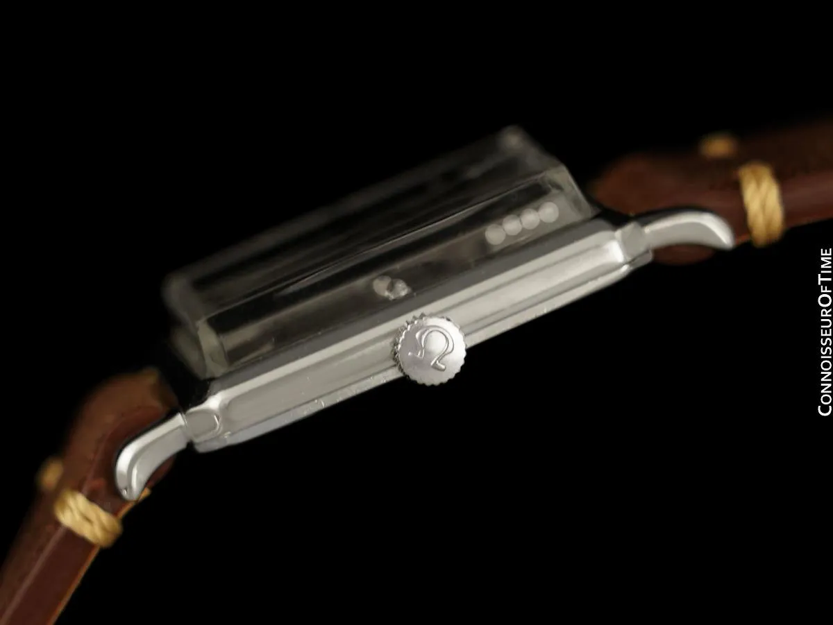 1958 Omega Vintage Mens Handwound Dress Watch - 14K White Gold with Diamonds