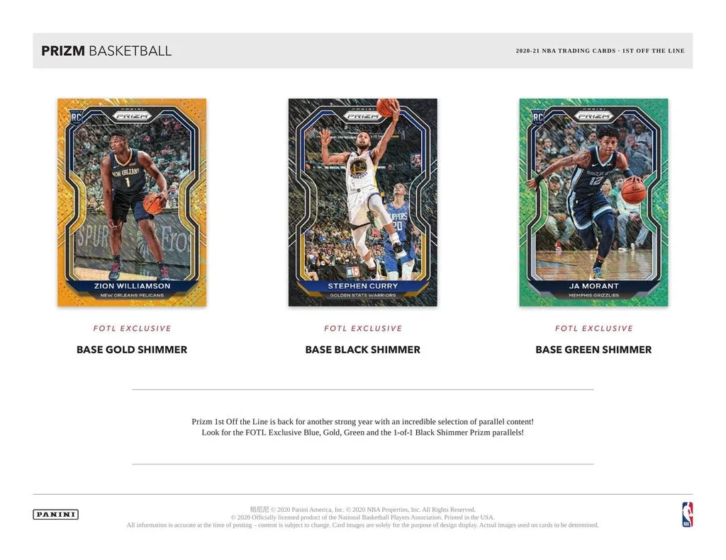 2020-21 Panini Prizm Basketball 1st Off The Line FOTL Hobby