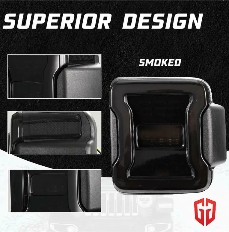 2X Rear Smoked LED Tail Lights W/Reverse Turn Signal For Jeep Wrangler JL 18-21