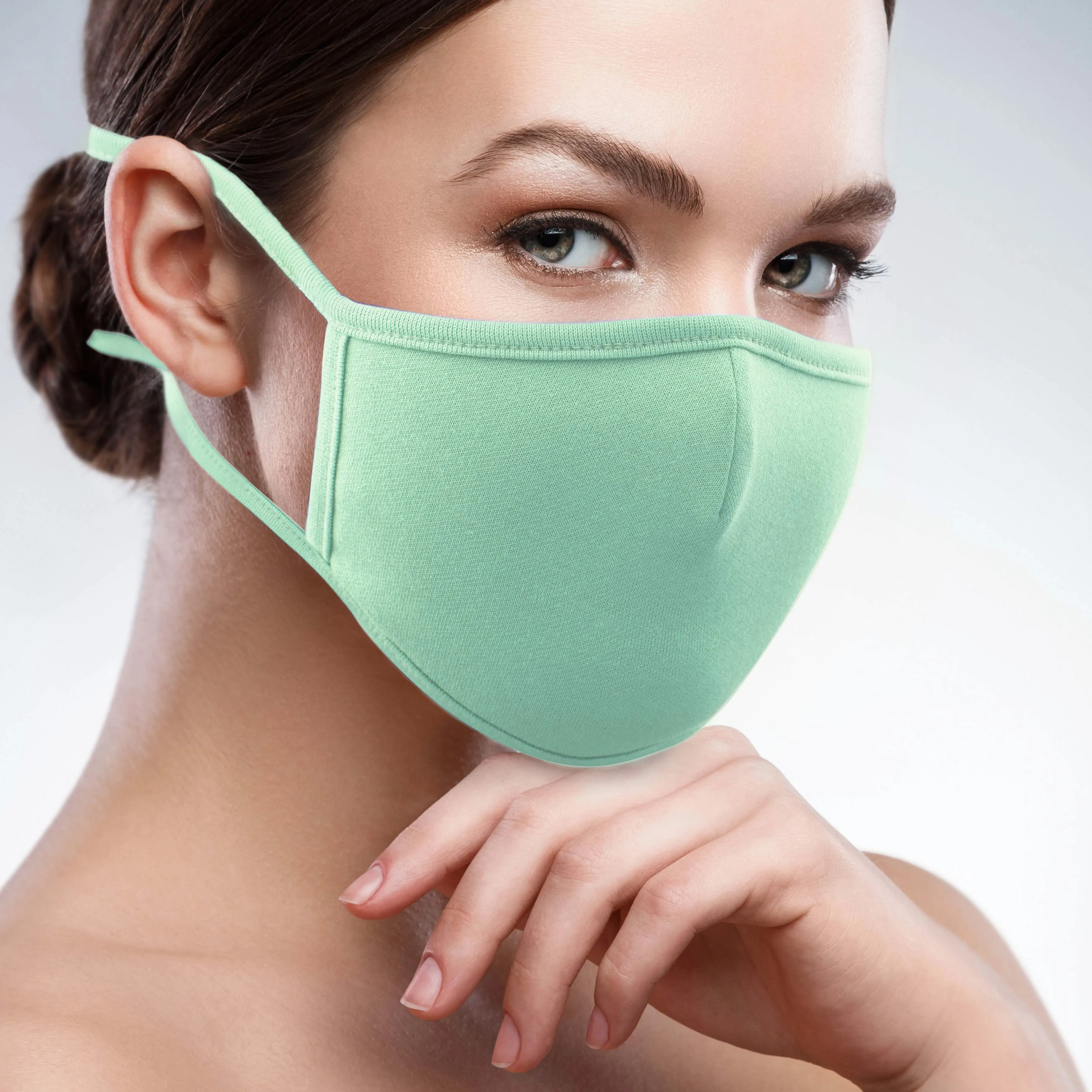 3PCS 2-Layer Reusable 3D Cotton Face Mask with Filter Pocket (Mint)