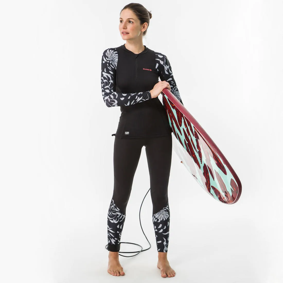 500 Women’s Long Sleeve UV-Protection Surf Top T-Shirt AKARU