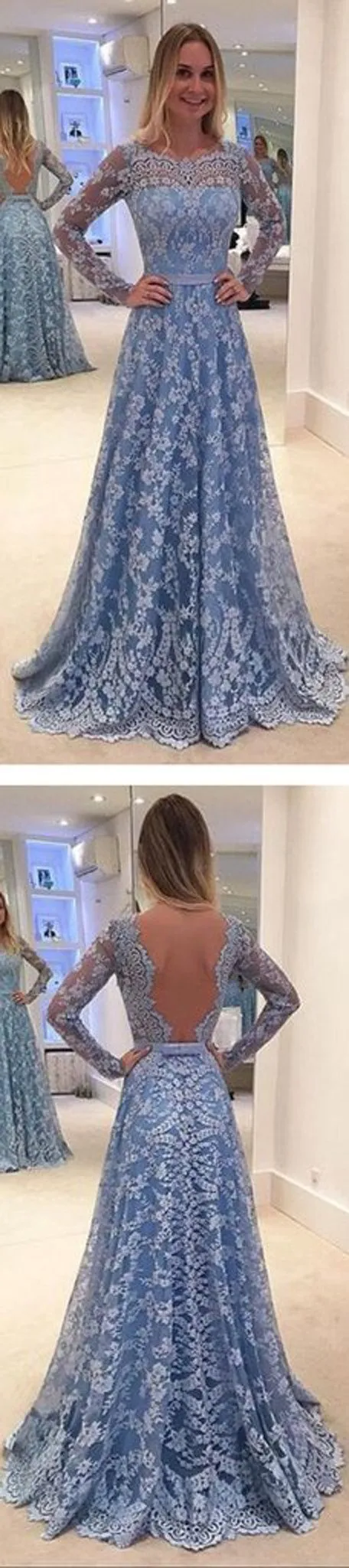 A-line Long Sleeves Lace Long Prom Dresses,Formal Dresses, Cocktail Evening Dresses, MP116