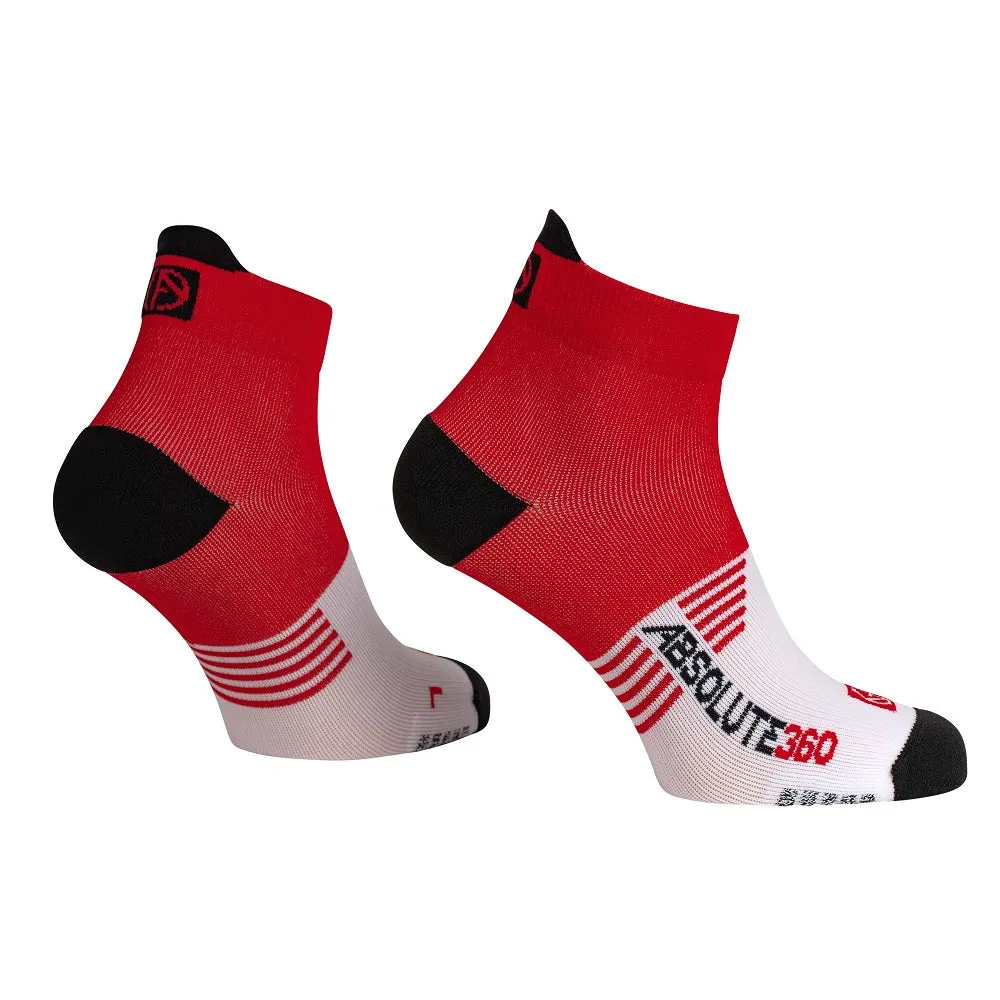ABSOLUTE360 Performance Running Ankle Socks - Red / White