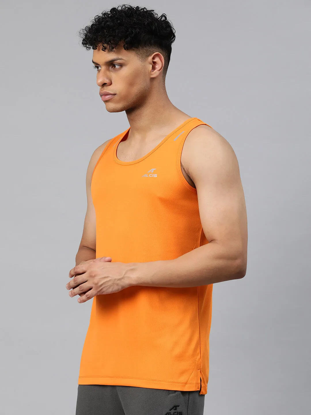 Alcis Men Orange Anti Static Slim Fit T-shirt