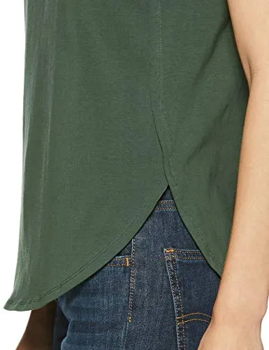 Amazon Brand - Symbol Women's Solid Regular Fit Sleeveless T-Shirt (SYMSS19TS009_Charcoal Mel & Olive_Medium) (Combo Pack of 2)