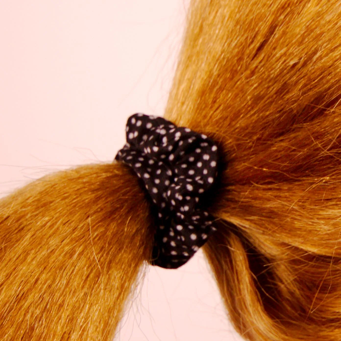 Amelia Beauty, Black/White Polka Dot Jersey Scrunchies, 2.25in Diameter, Gentle on Hair, Strong Hold, No Snag, No Dents or Creases. 12 Pack