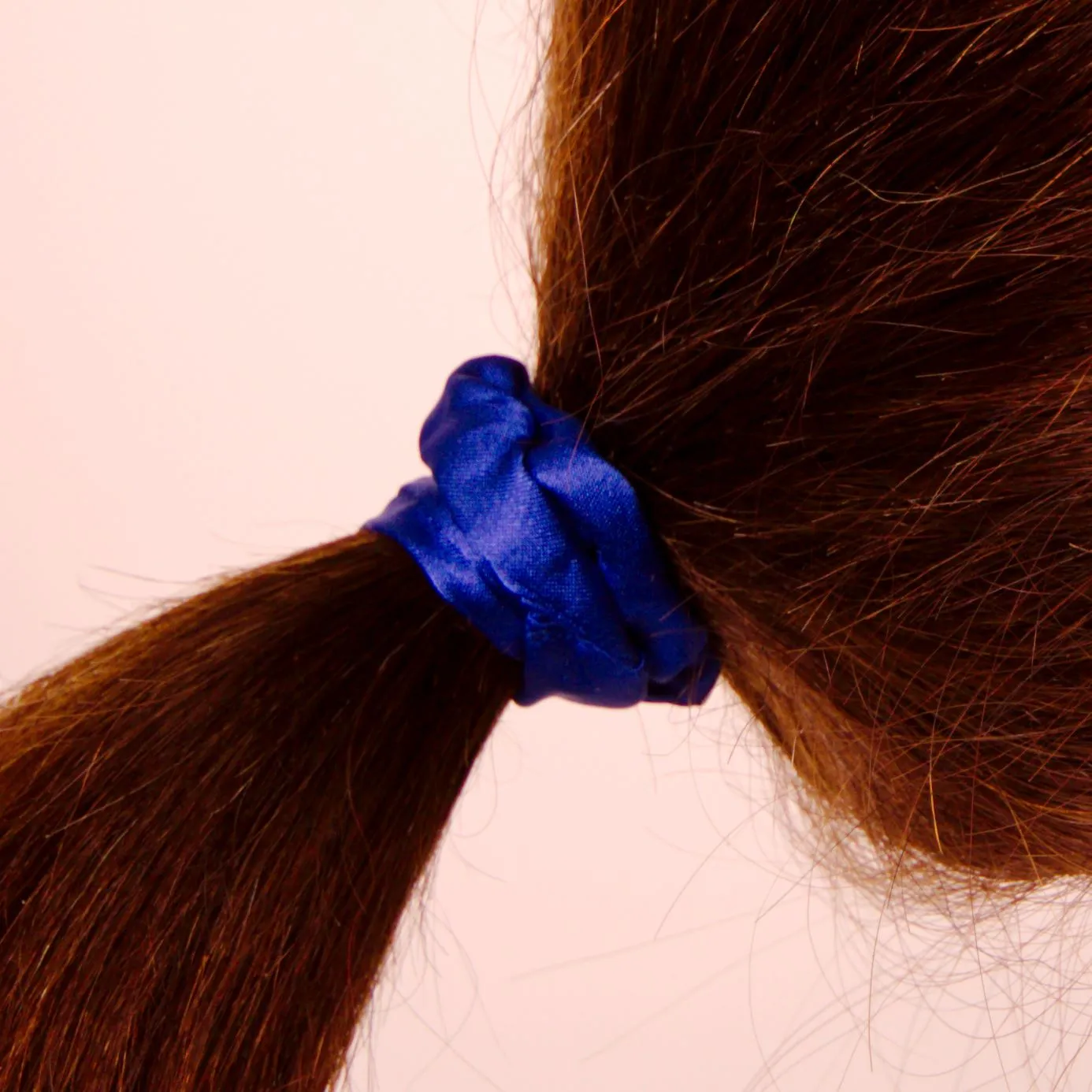 Amelia Beauty, Blue Satin Scrunchies, 2.25in Diameter, Gentle on Hair, Strong Hold, No Snag, No Dents or Creases. 12 Pack