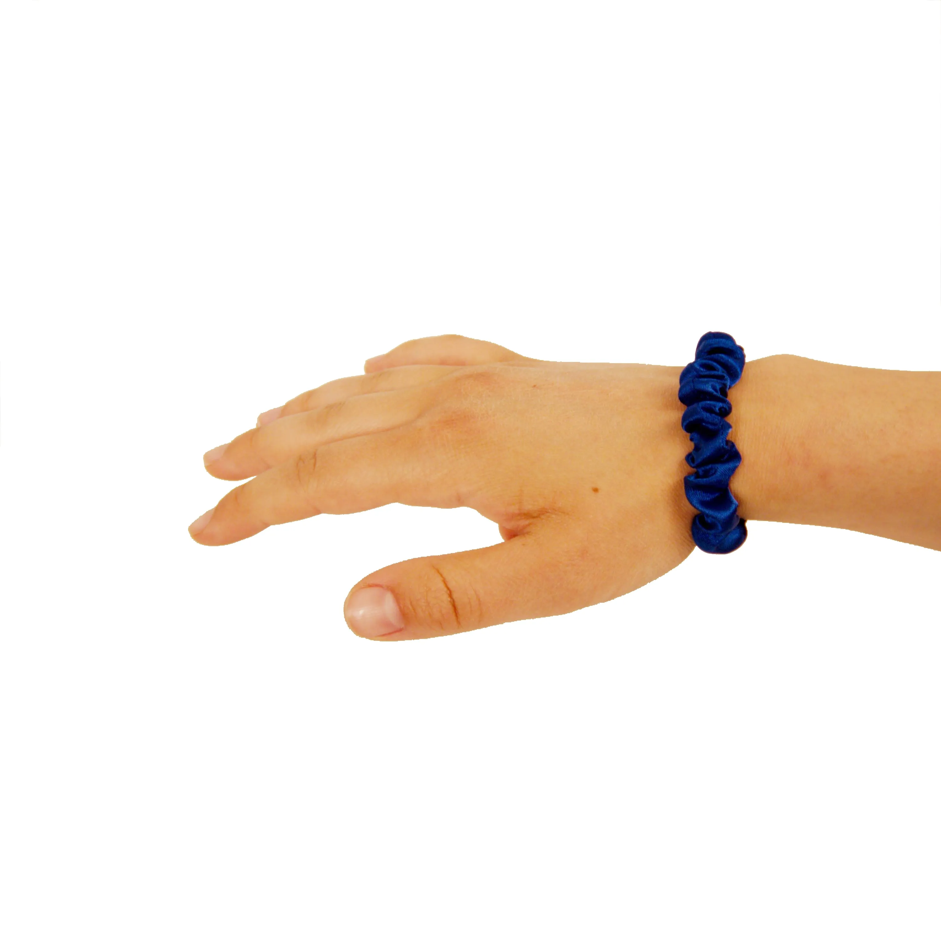 Amelia Beauty, Blue Satin Scrunchies, 2.25in Diameter, Gentle on Hair, Strong Hold, No Snag, No Dents or Creases. 12 Pack