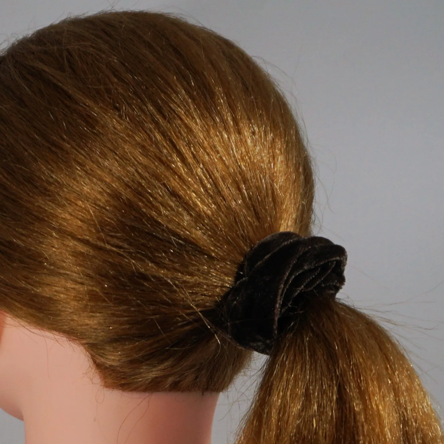 Amelia Beauty, Brown Velvet Scrunchies, 3.5in Diameter, Gentle on Hair, Strong Hold, No Snag, No Dents or Creases. 8 Pack