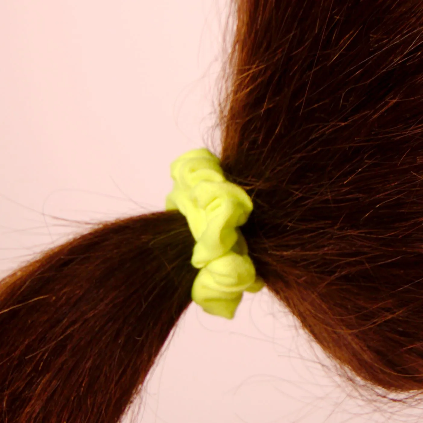 Amelia Beauty, Neon Yellow Jersey Scrunchies, 2.25in Diameter, Gentle on Hair, Strong Hold, No Snag, No Dents or Creases. 12 Pack