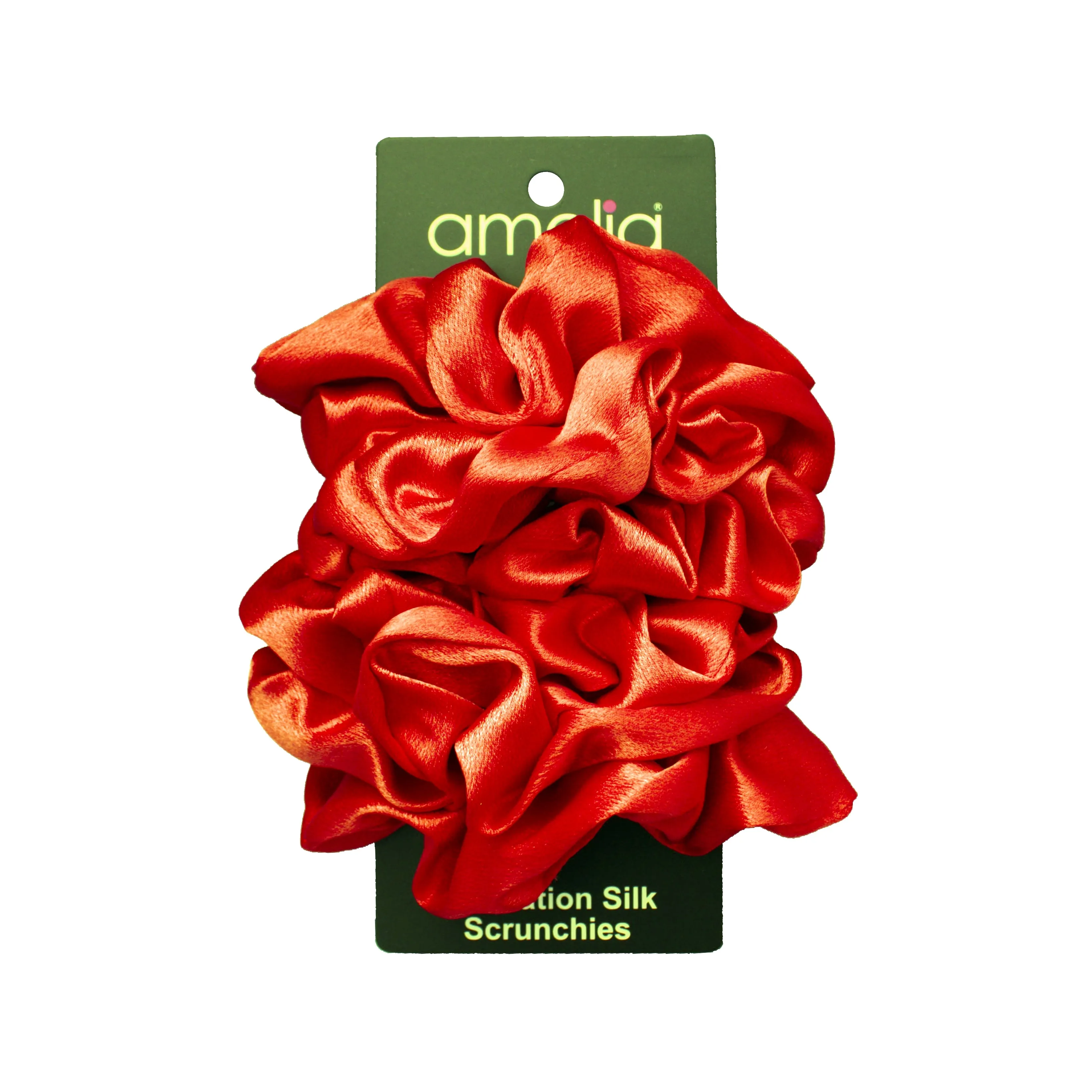 Amelia Beauty, Orange Imitation Silk Scrunchies, 4.5in Diameter, Gentle on Hair, Strong Hold, No Snag, No Dents or Creases. 6 Pack
