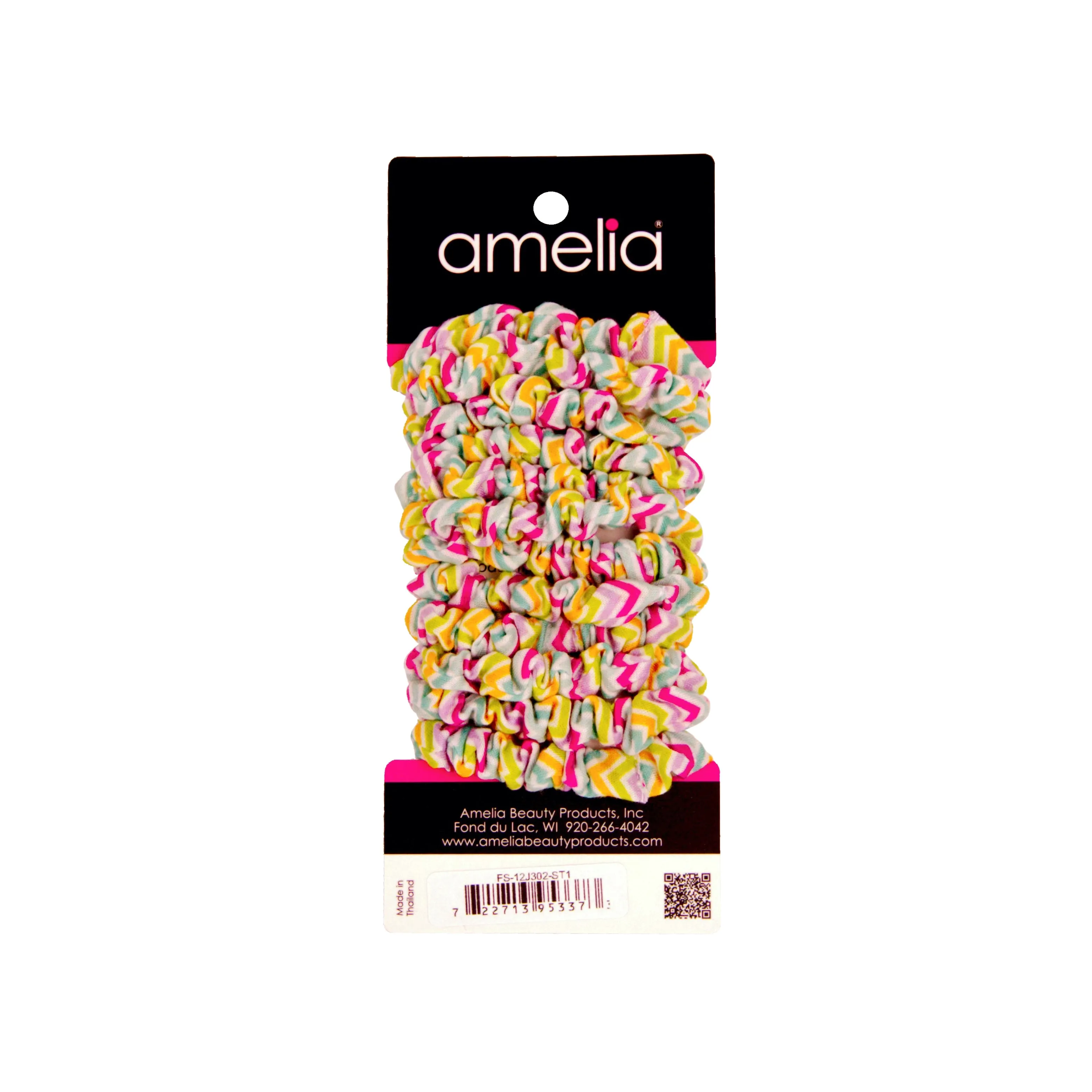 Amelia Beauty, Pastel Stripe Jersey Scrunchies, 2.25in Diameter, Gentle on Hair, Strong Hold, No Snag, No Dents or Creases. 12 Pack