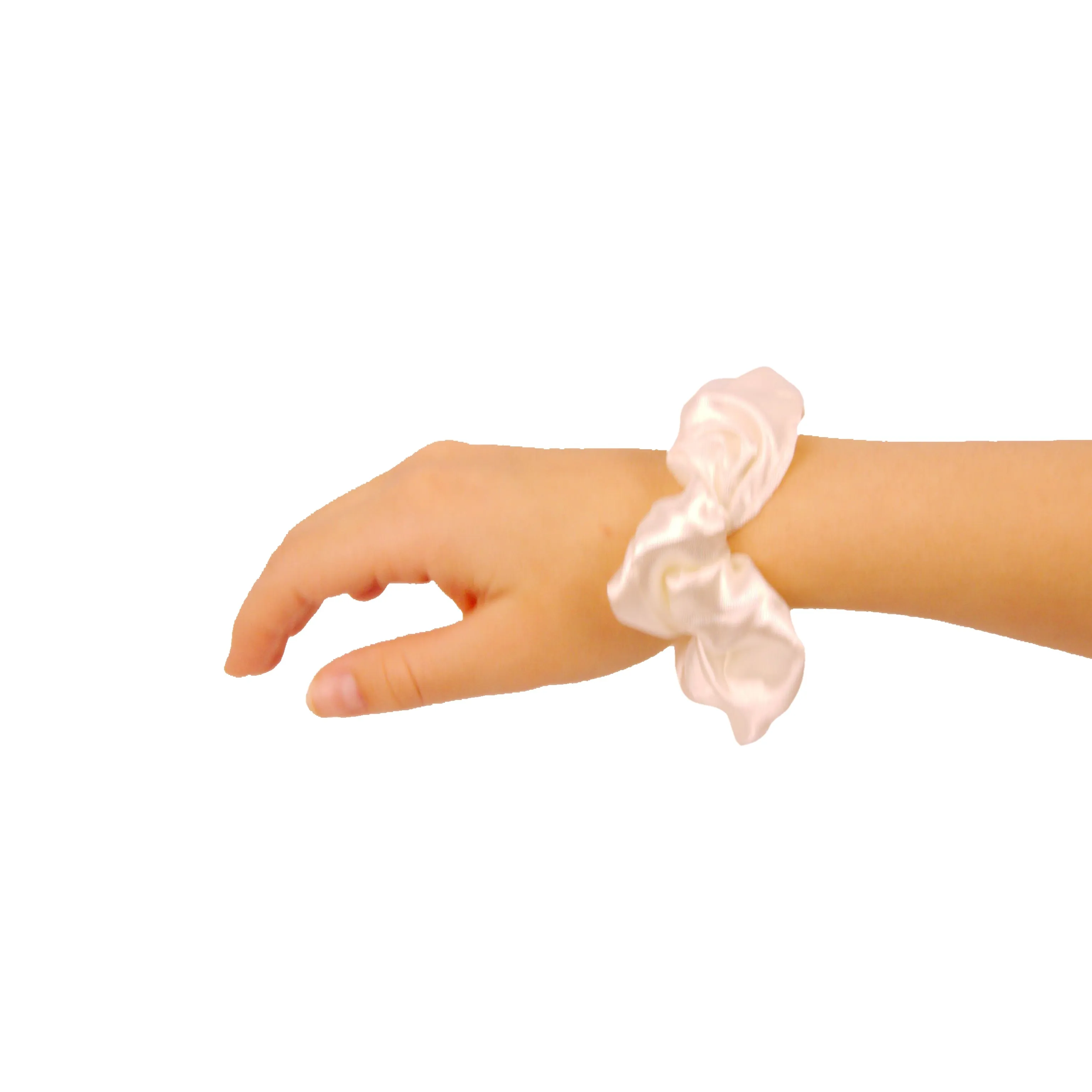 Amelia Beauty Products, White Satin Scrunchies, 3.5in Diameter, Gentle on Hair, Strong Hold, No Snag, No Dents or Creases. 8 Pack