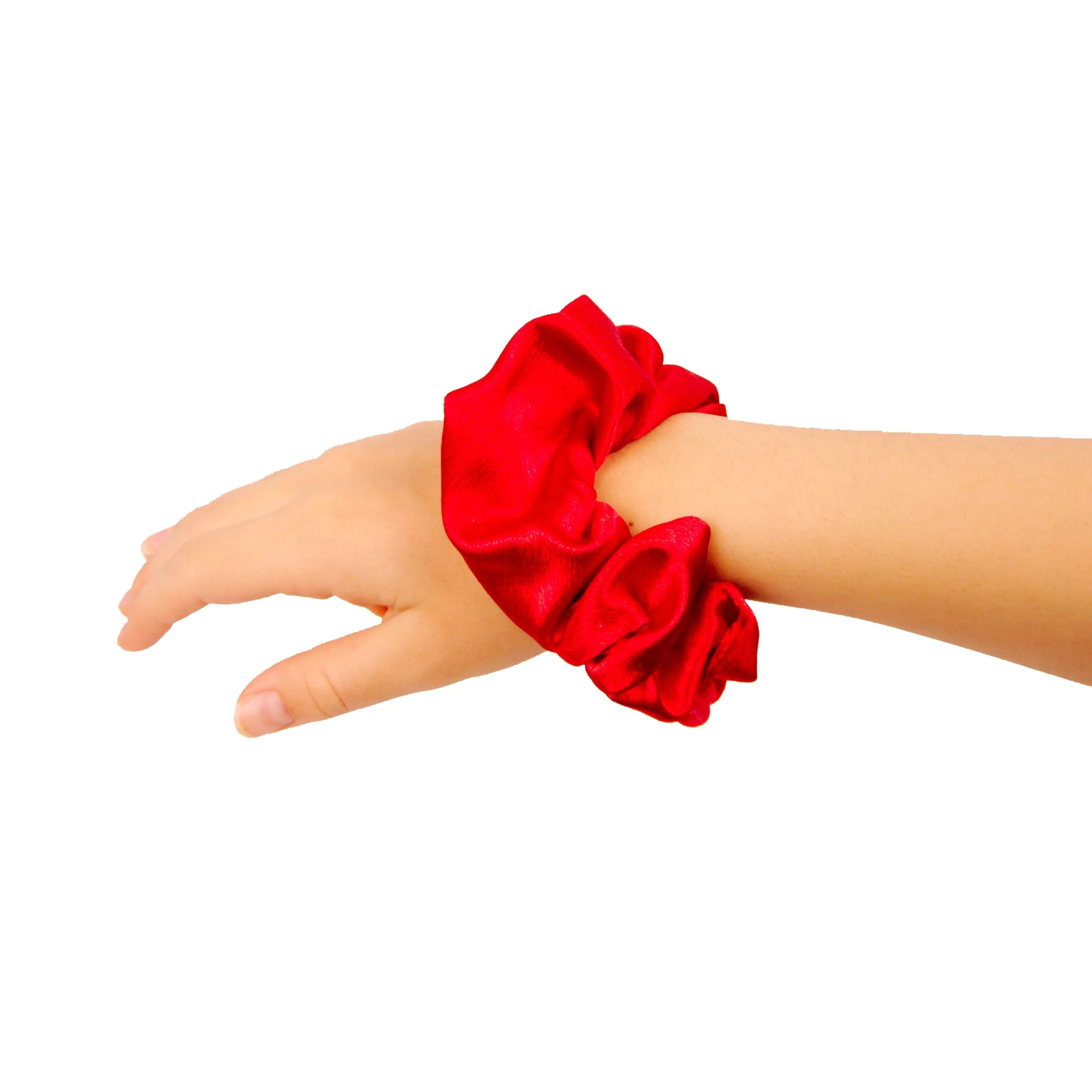 Amelia Beauty, Red, White and Green Mix Imitation Silk Scrunchies, 4.5in Diameter, Gentle on Hair, Strong Hold, No Snag, No Dents or Creases. 6 Pack