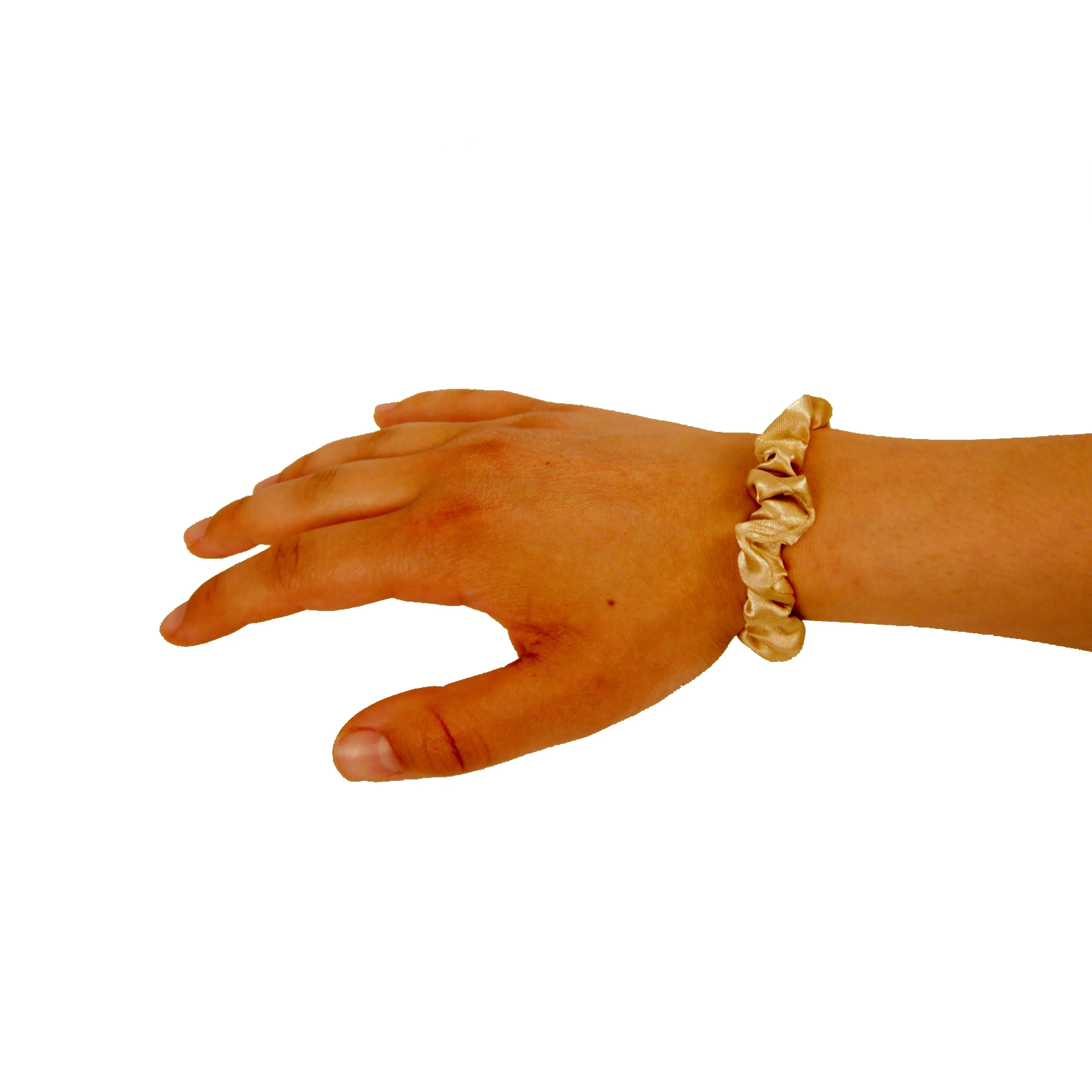 Amelia Beauty, Tan Satin Scrunchies, 2.25in Diameter, Gentle on Hair, Strong Hold, No Snag, No Dents or Creases. 12 Pack