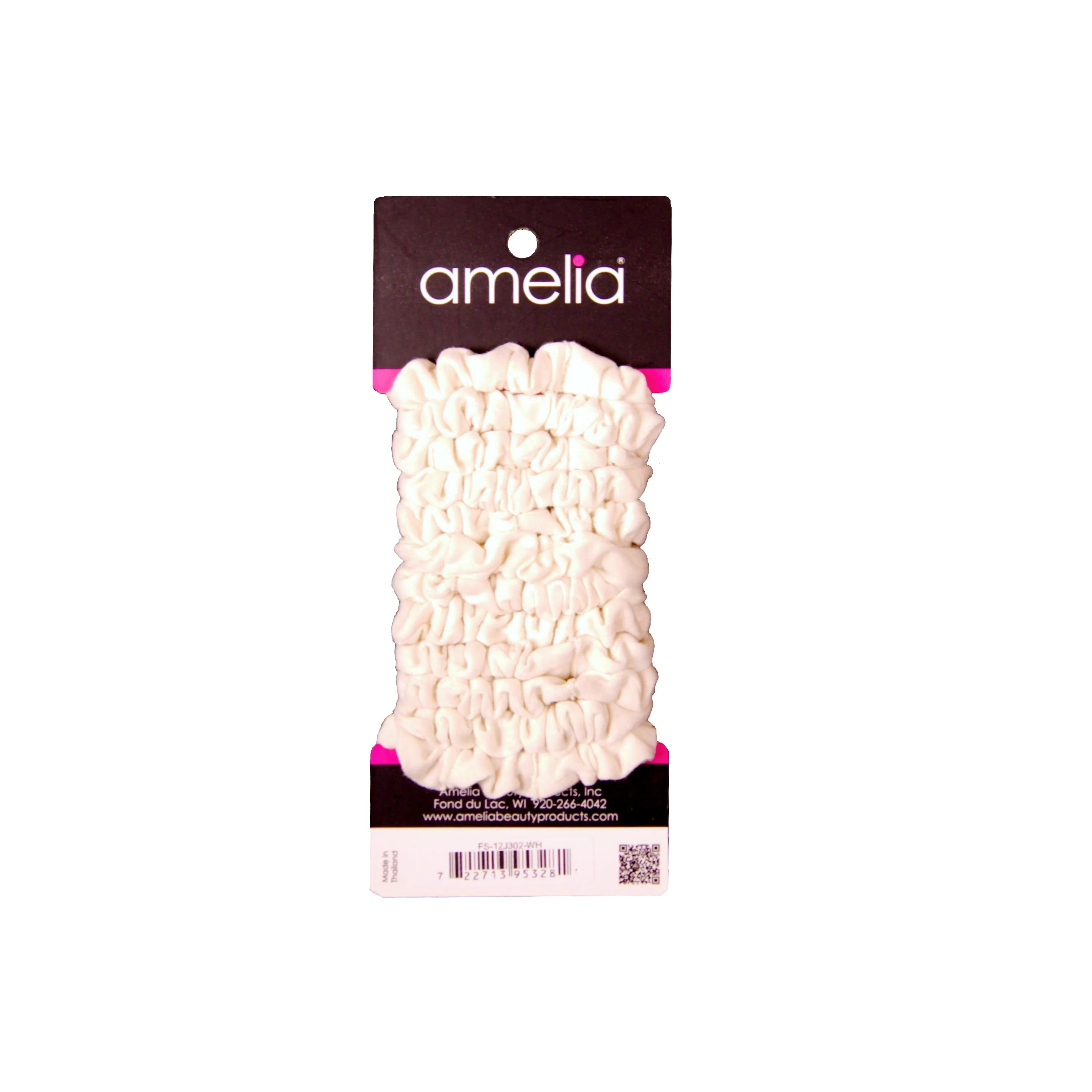 Amelia Beauty, White Jersey Scrunchies, 2.25in Diameter, Gentle on Hair, Strong Hold, No Snag, No Dents or Creases. 12 Pack