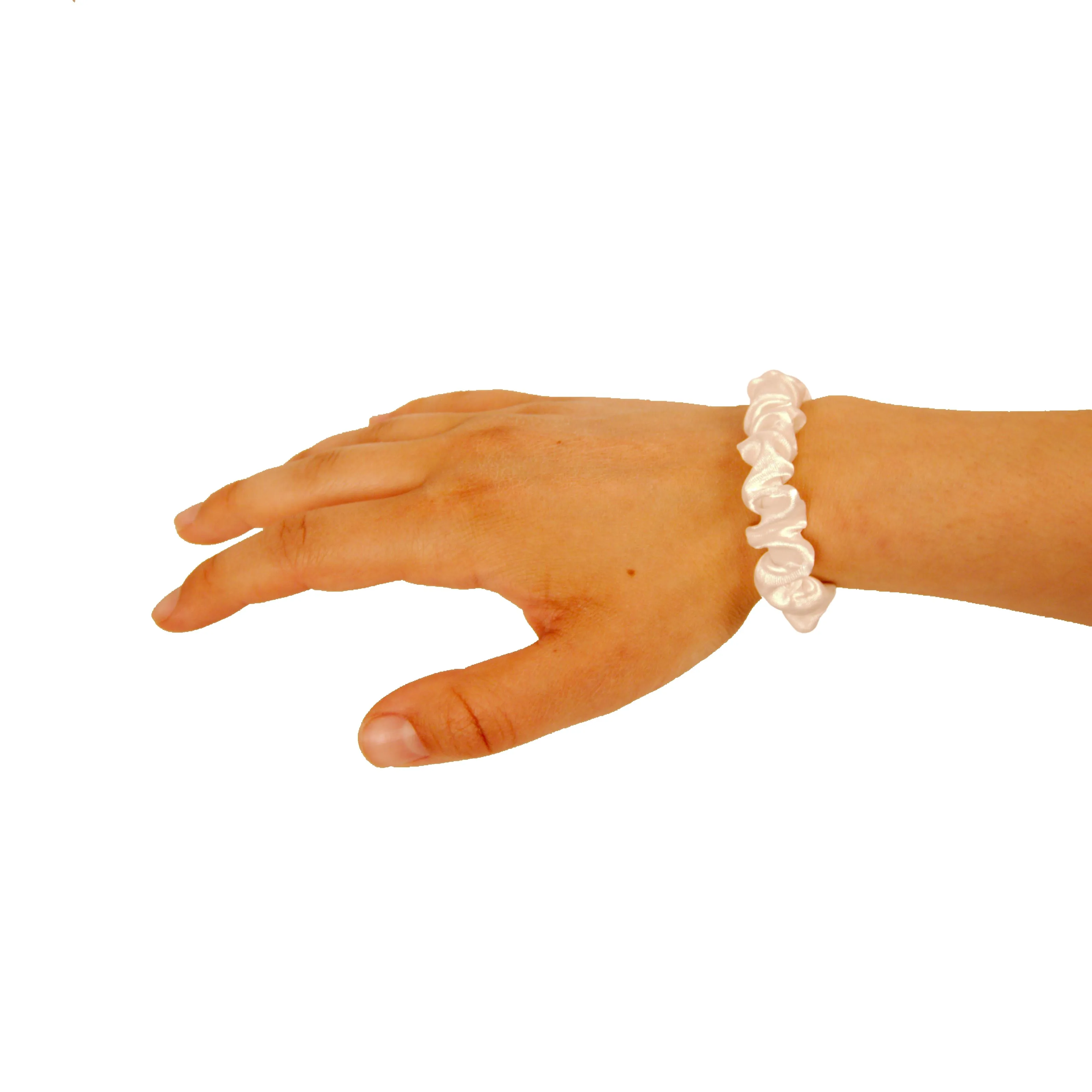 Amelia Beauty, White Satin Scrunchies, 2.25in Diameter, Gentle on Hair, Strong Hold, No Snag, No Dents or Creases. 12 Pack