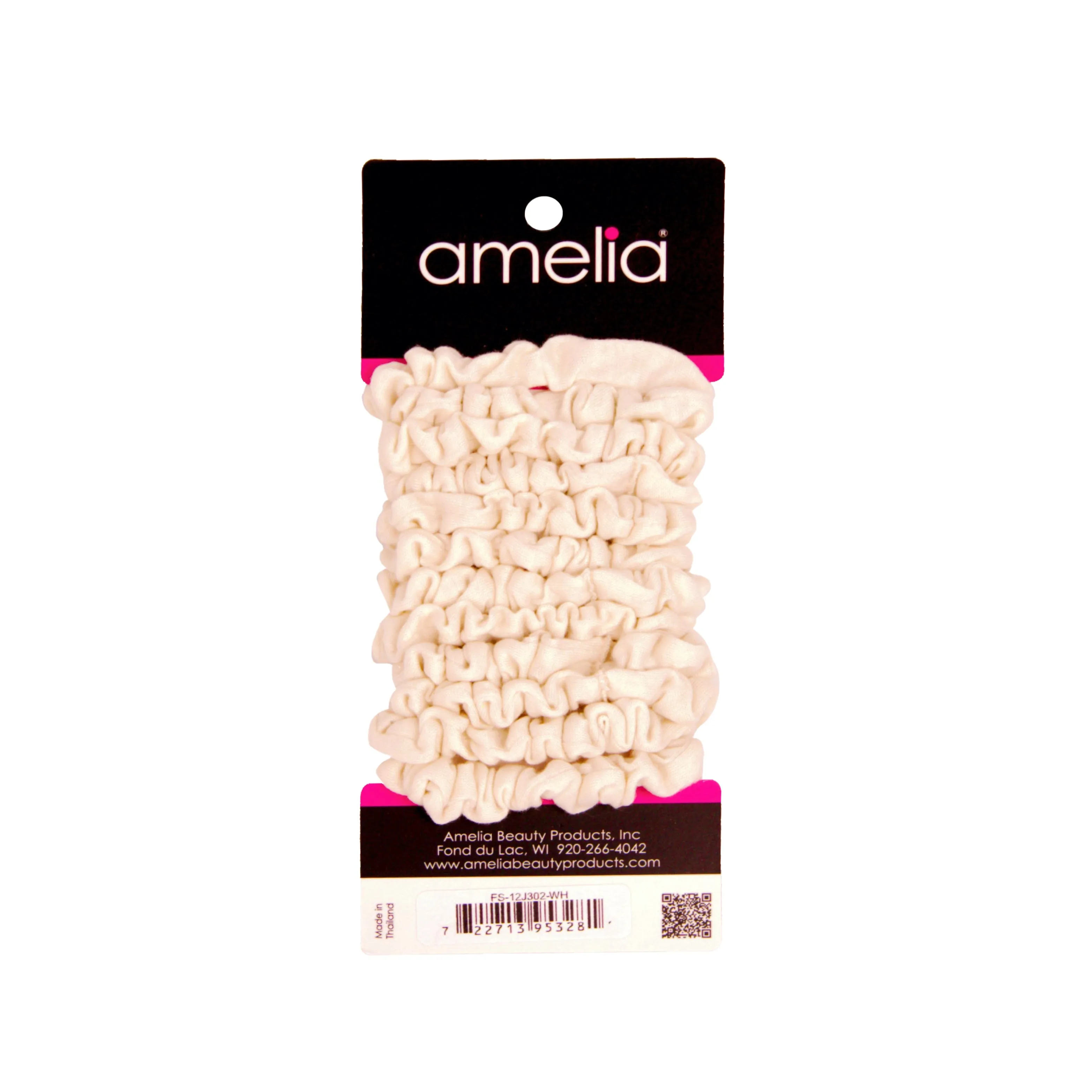 Amelia Beauty, White Satin Scrunchies, 2.25in Diameter, Gentle on Hair, Strong Hold, No Snag, No Dents or Creases. 12 Pack