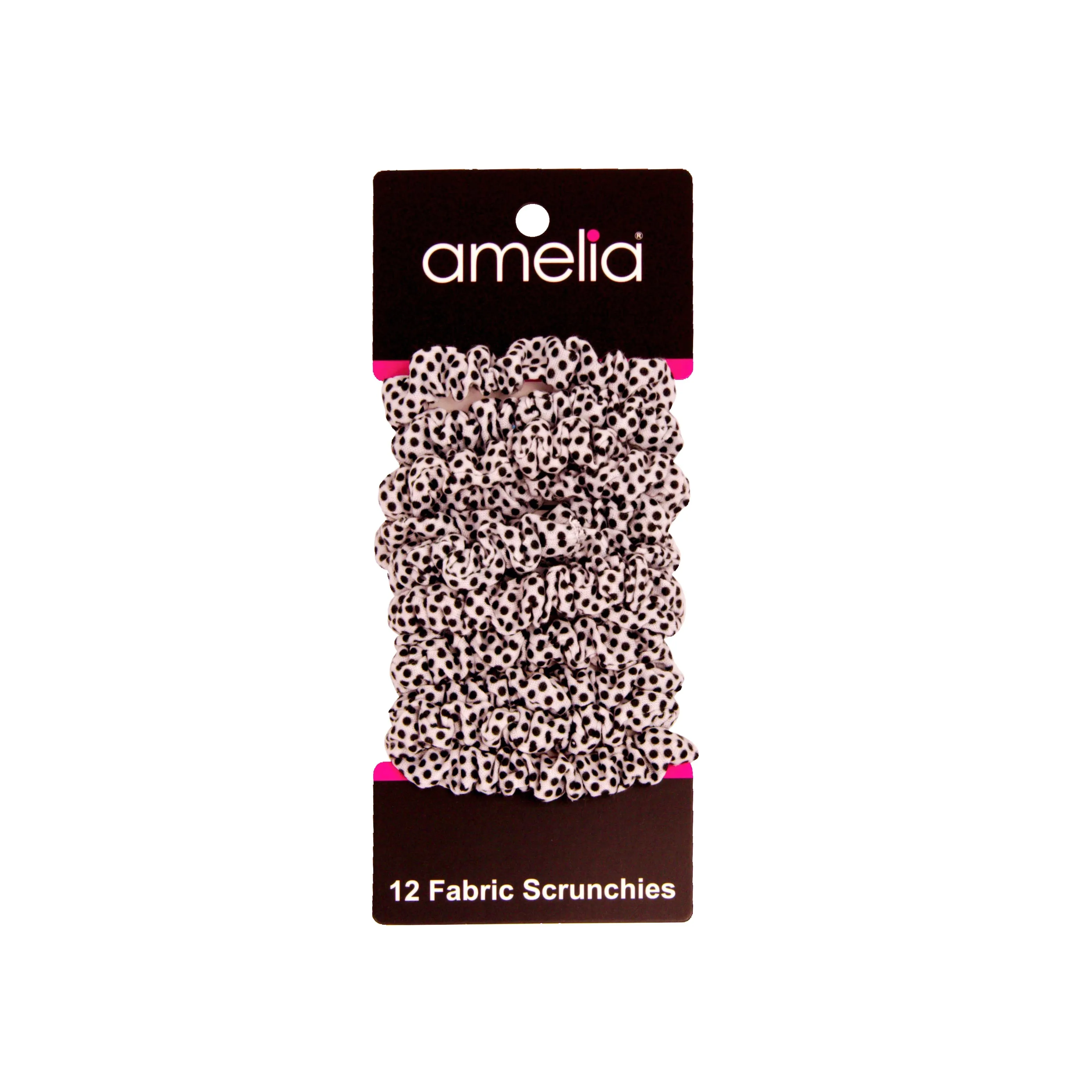 Amelia Beauty, White/Black Stripe Jersey Scrunchies, 2.25in Diameter, Gentle on Hair, Strong Hold, No Snag, No Dents or Creases. 12 Pack