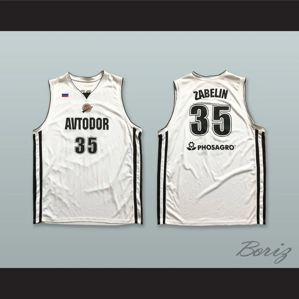 Artem Zabelin 35 BC Avtodor Saratov Russia White Basketball Jersey
