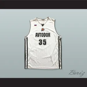 Artem Zabelin 35 BC Avtodor Saratov Russia White Basketball Jersey