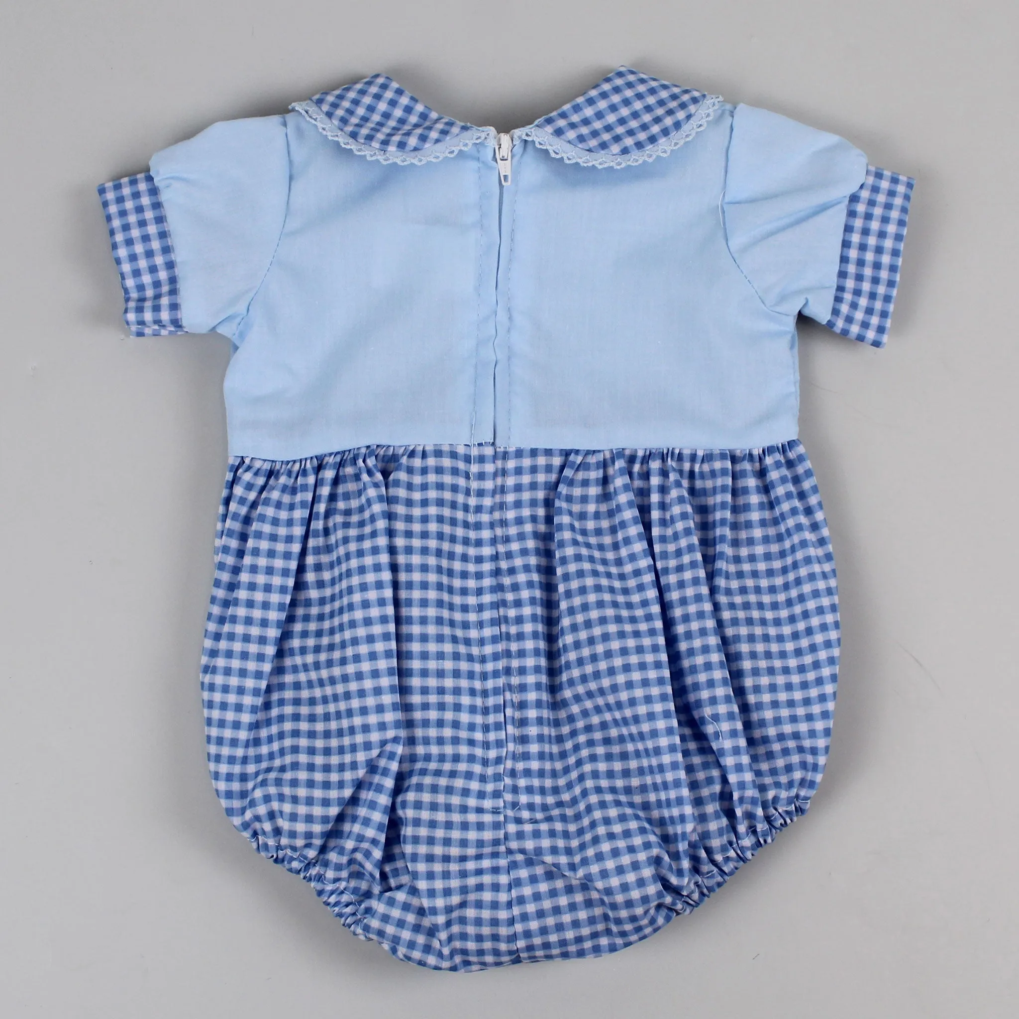 Baby Boys Blue Gingham Summer Romper Personalised
