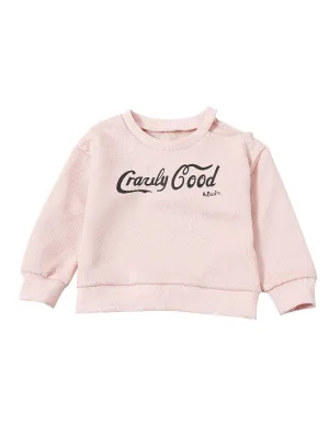 Baby Toddler One Off Shoulder Pink Ruffled Sweatshirt