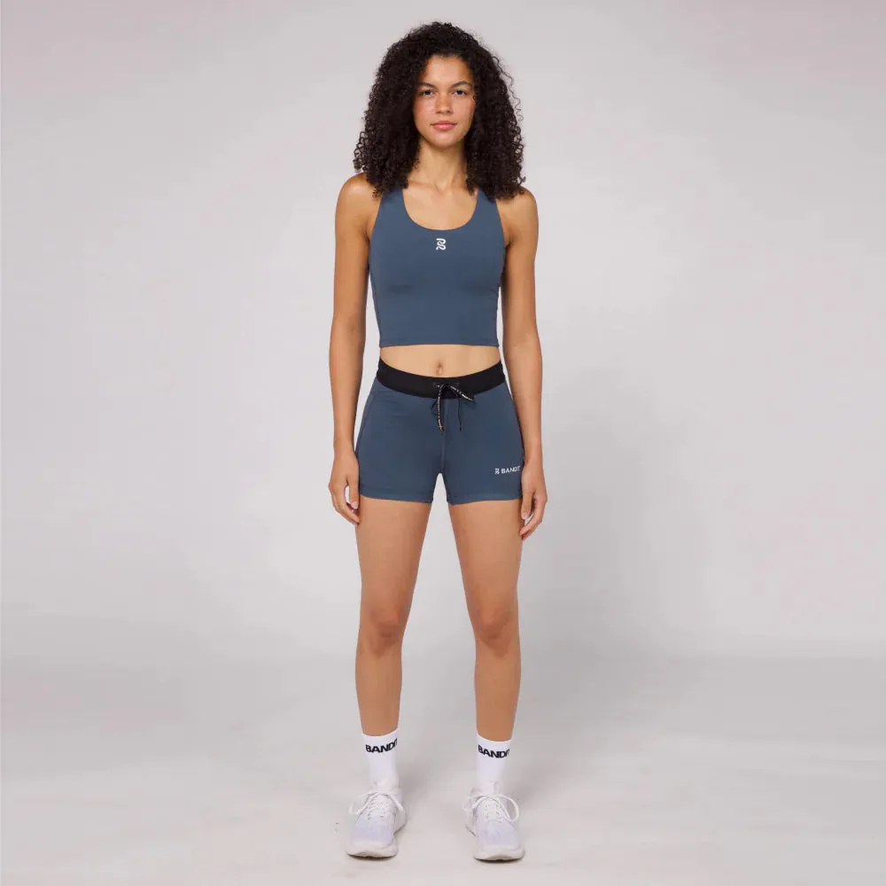 Bandit Running Stamina Scoop Neck Race Crop - Storm Grey