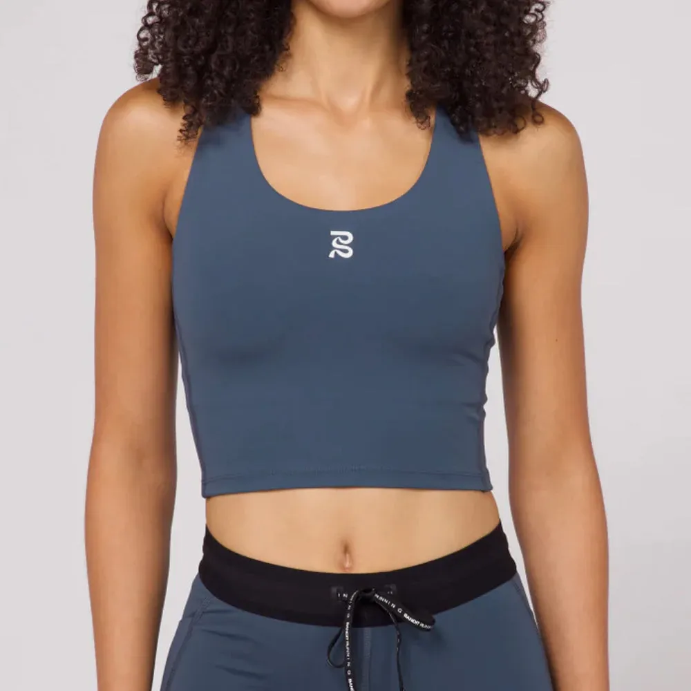 Bandit Running Stamina Scoop Neck Race Crop - Storm Grey