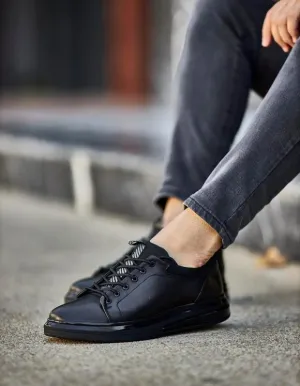 Black Mid Top Leather Sneakers