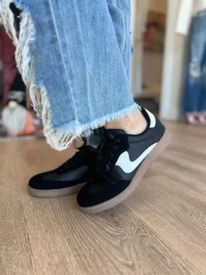 Black Sneakers with White Stripe