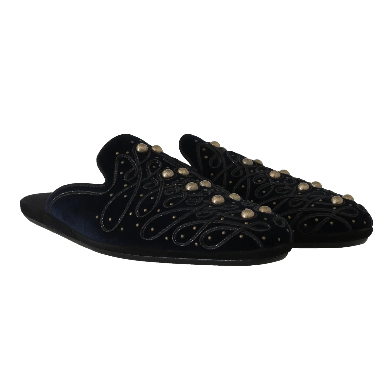 Blue Black Velvet Velvet Sandals Slippers