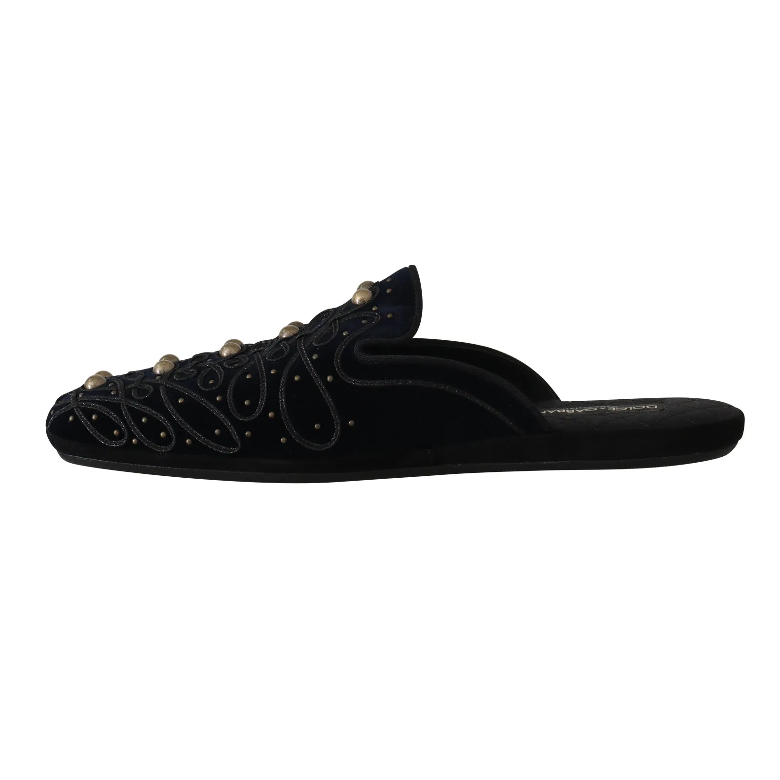 Blue Black Velvet Velvet Sandals Slippers