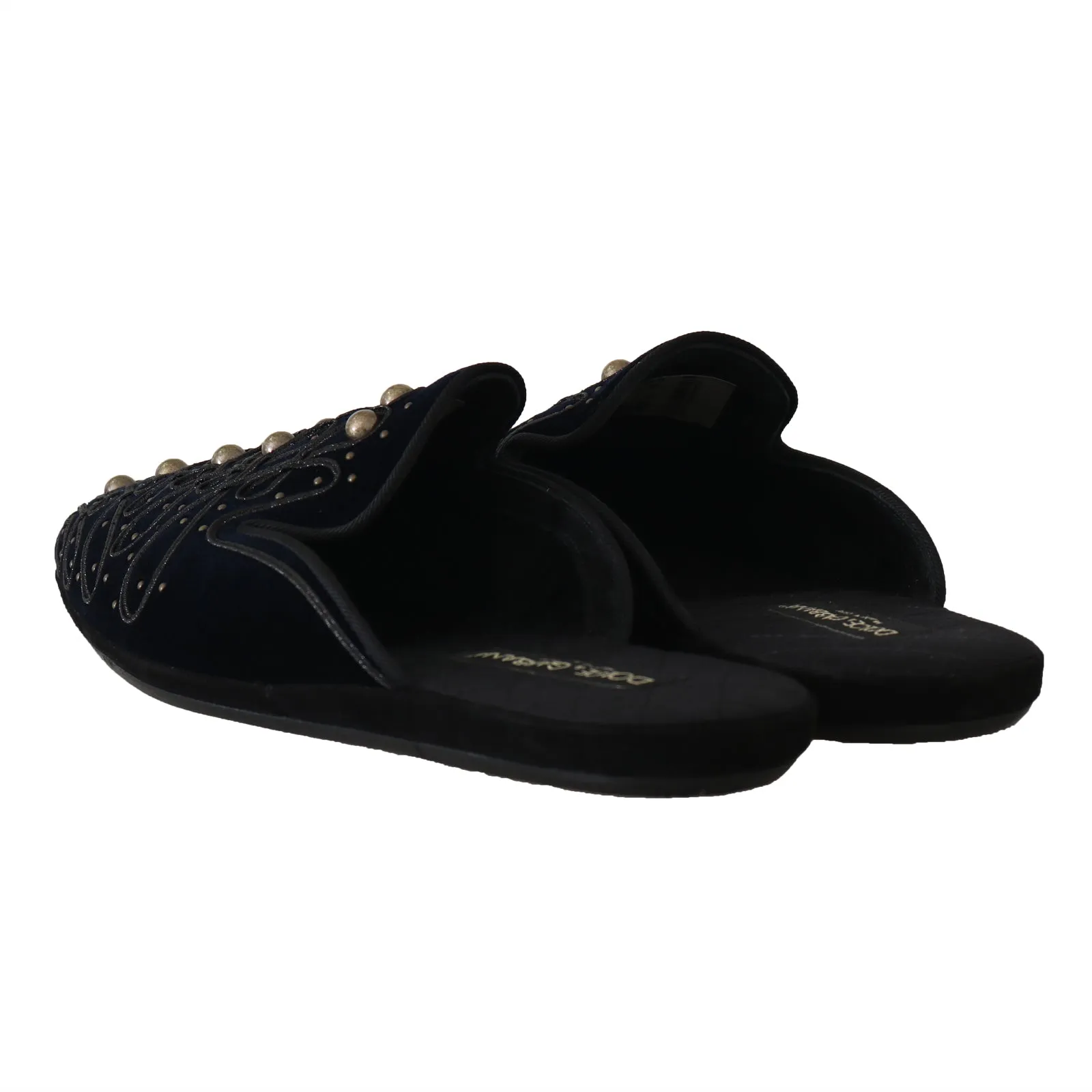 Blue Black Velvet Velvet Sandals Slippers