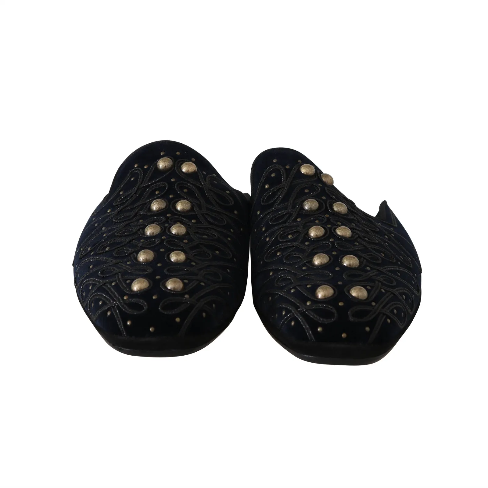 Blue Black Velvet Velvet Sandals Slippers