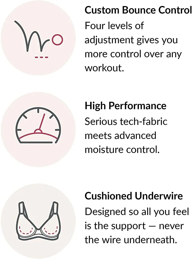 Brand new Glamorise Women's Full Figure Elite Performance Adjustable Wonderwire Sports Bra, Sz 36G! Retails $85 