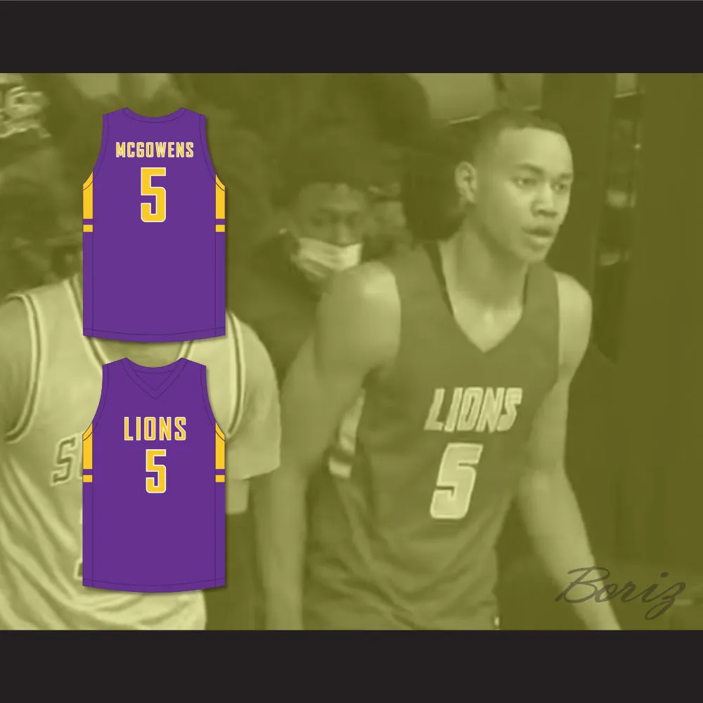 Bryce McGowens 5 Legacy Early College Lions Purple Basketball Jersey 2