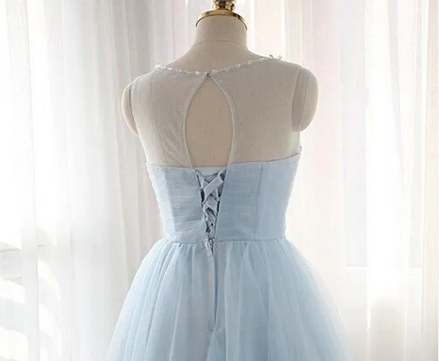 Charming Light Blue Tulle Short Prom Dresses, A-line Homecoming Dresses, MH361