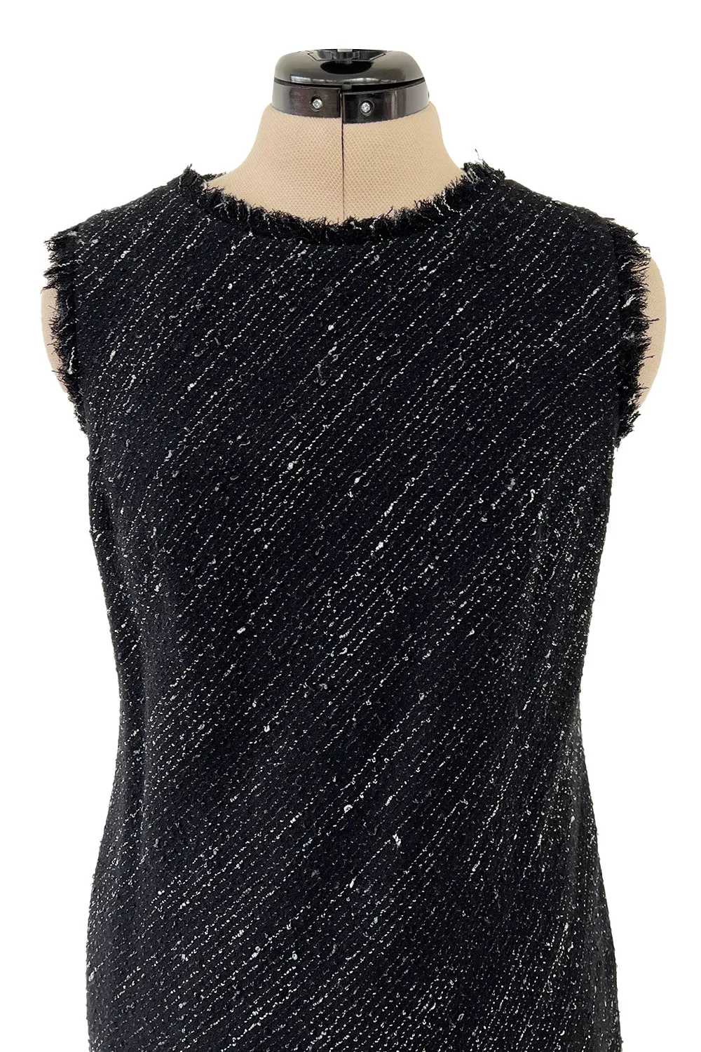 Chic Fall 2004 Chanel by Karl Lagerfeld Haute Couture Black & White Boucle Runway Dress & Jacket