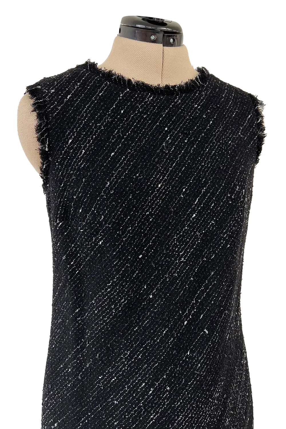 Chic Fall 2004 Chanel by Karl Lagerfeld Haute Couture Black & White Boucle Runway Dress & Jacket