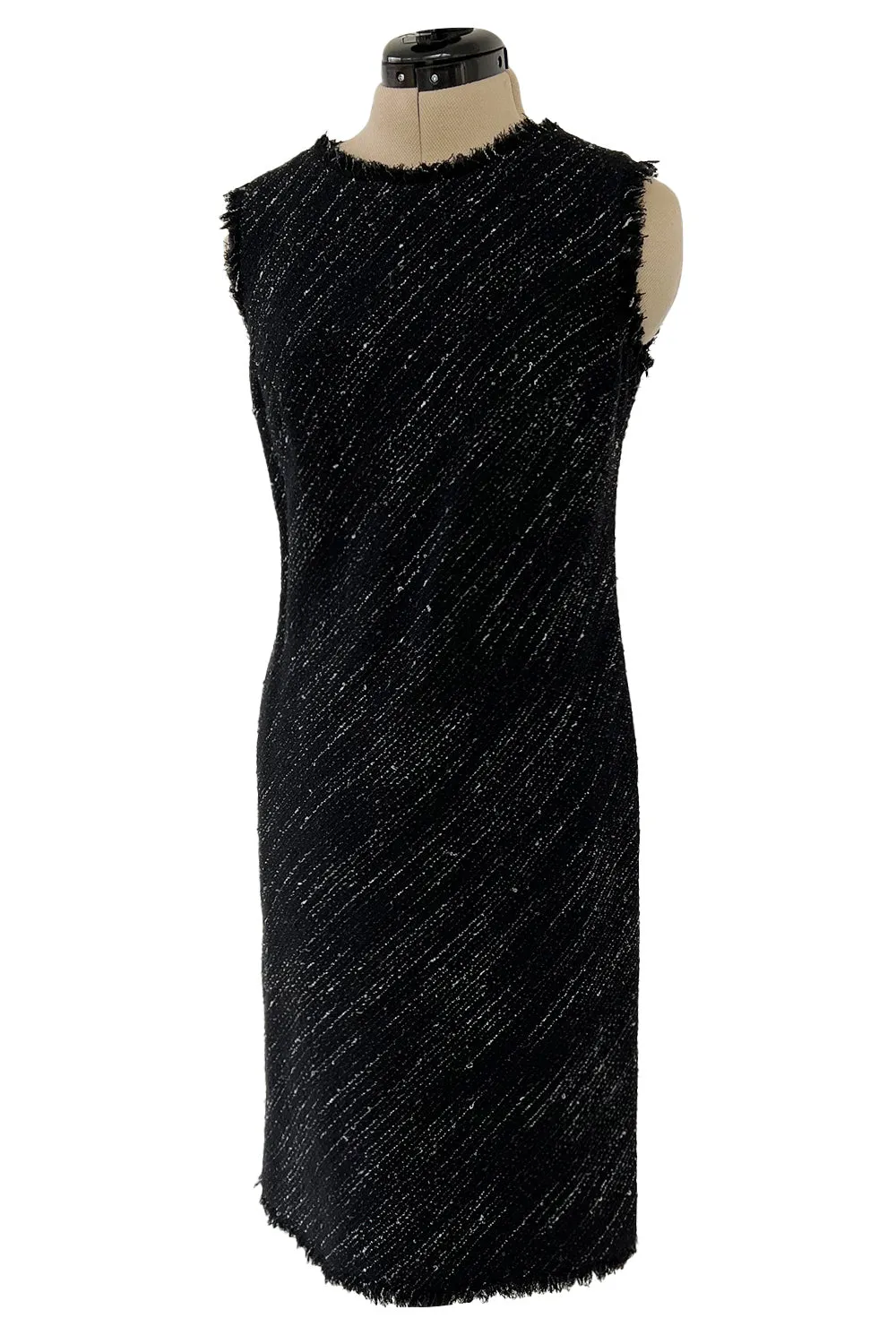 Chic Fall 2004 Chanel by Karl Lagerfeld Haute Couture Black & White Boucle Runway Dress & Jacket