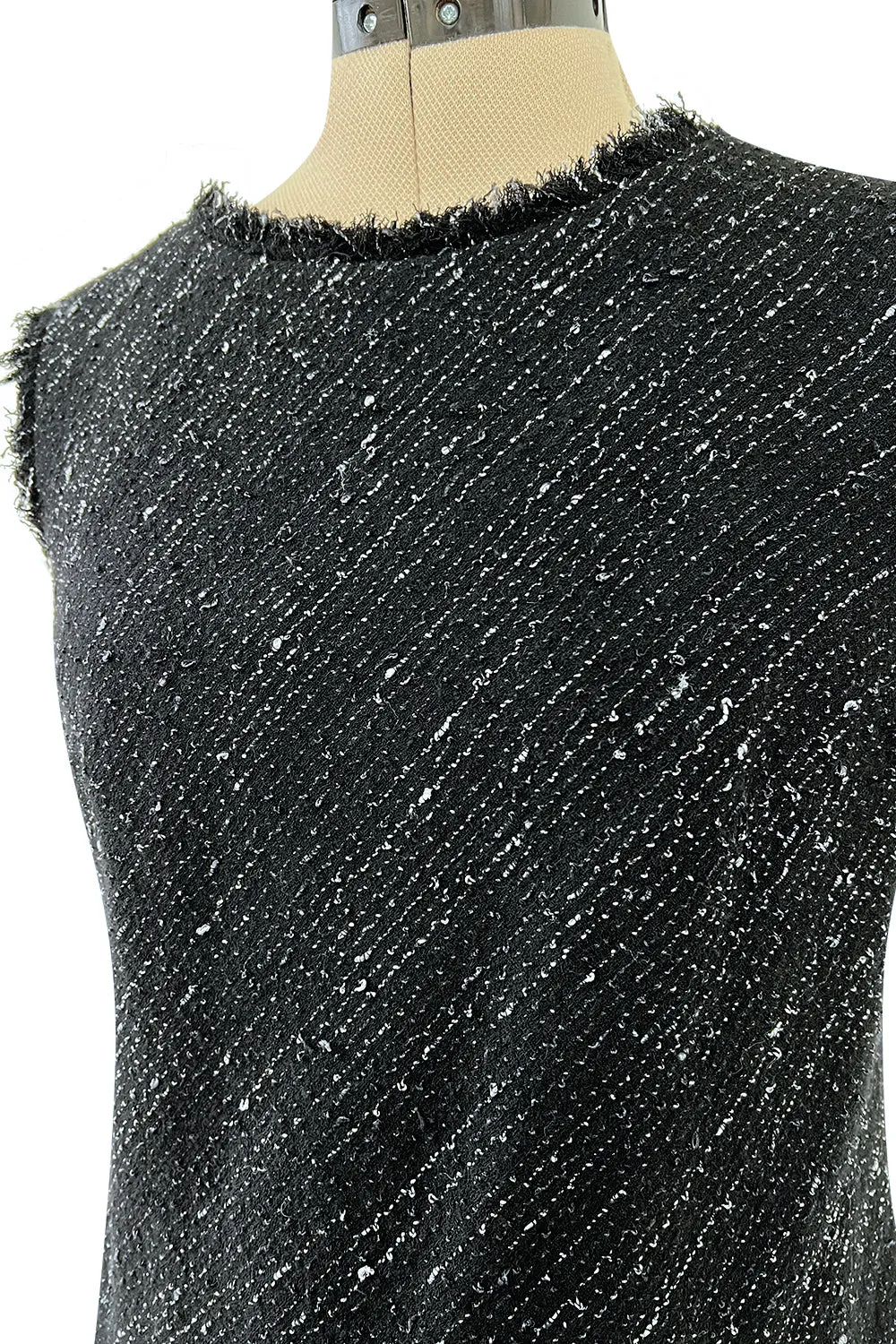 Chic Fall 2004 Chanel by Karl Lagerfeld Haute Couture Black & White Boucle Runway Dress & Jacket