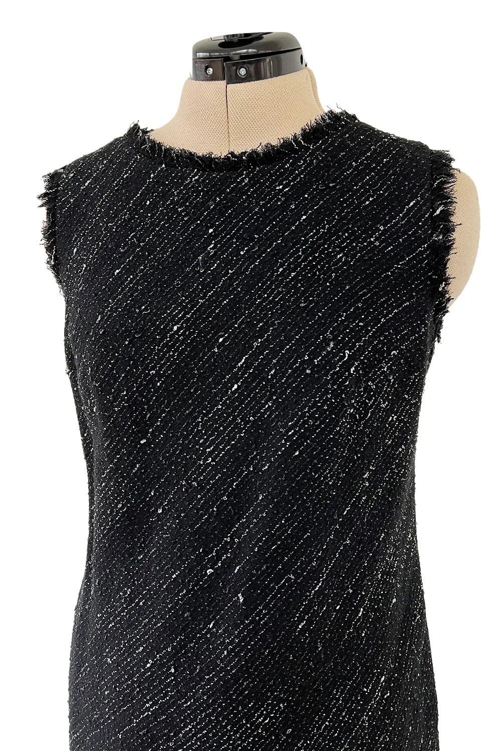 Chic Fall 2004 Chanel by Karl Lagerfeld Haute Couture Black & White Boucle Runway Dress & Jacket