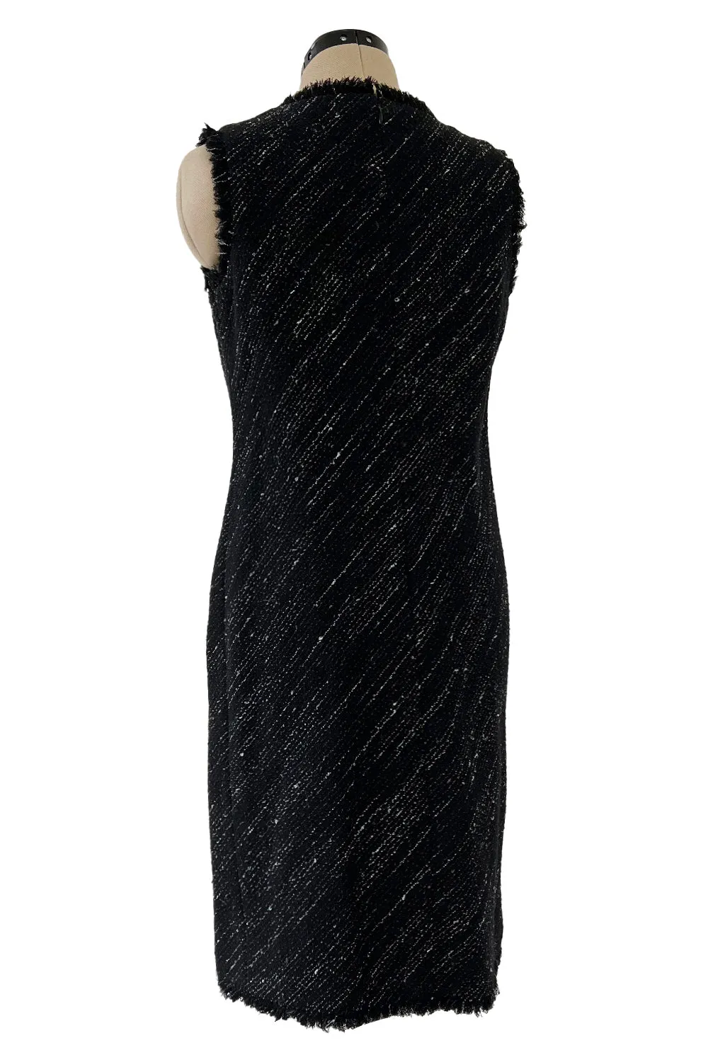 Chic Fall 2004 Chanel by Karl Lagerfeld Haute Couture Black & White Boucle Runway Dress & Jacket