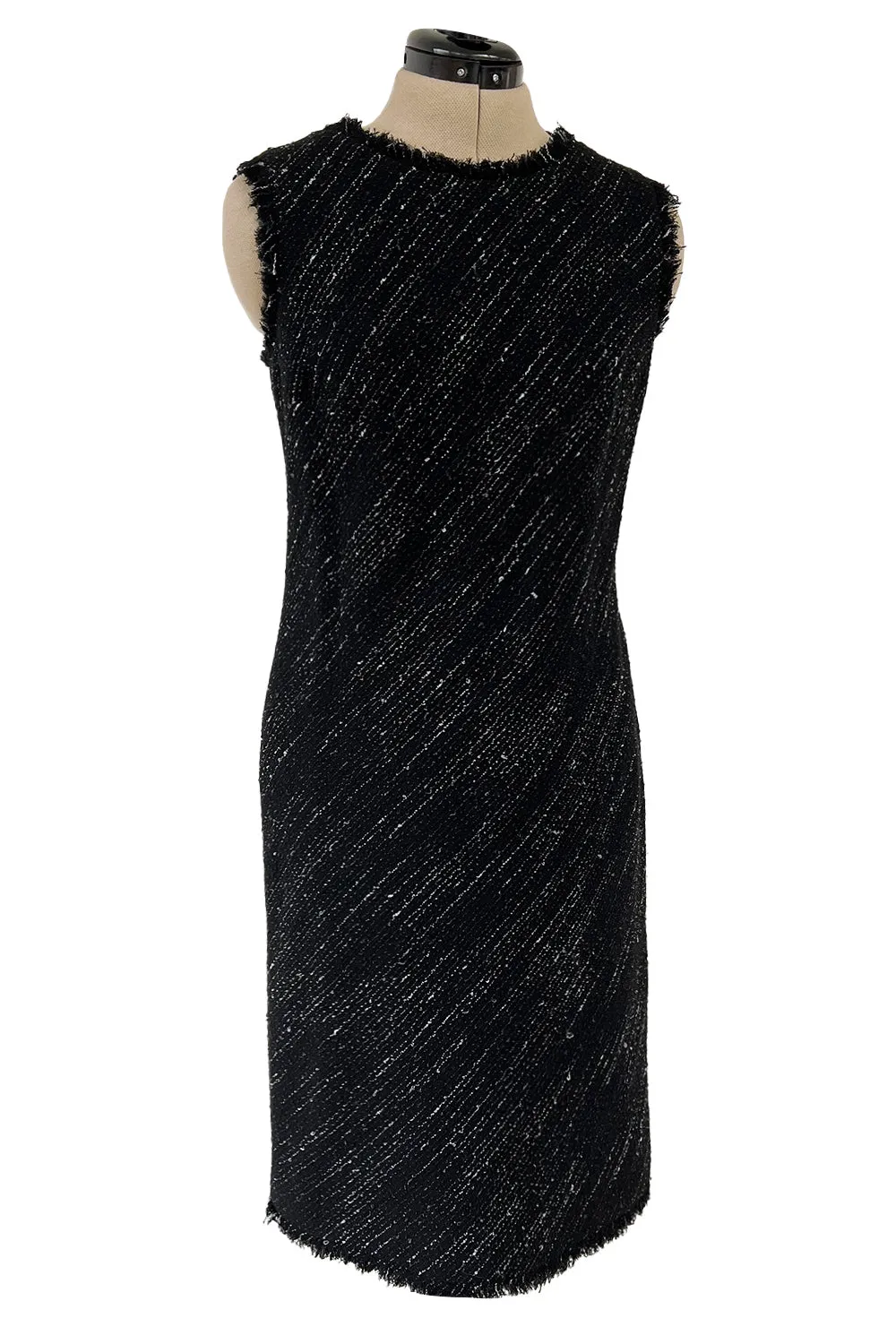 Chic Fall 2004 Chanel by Karl Lagerfeld Haute Couture Black & White Boucle Runway Dress & Jacket
