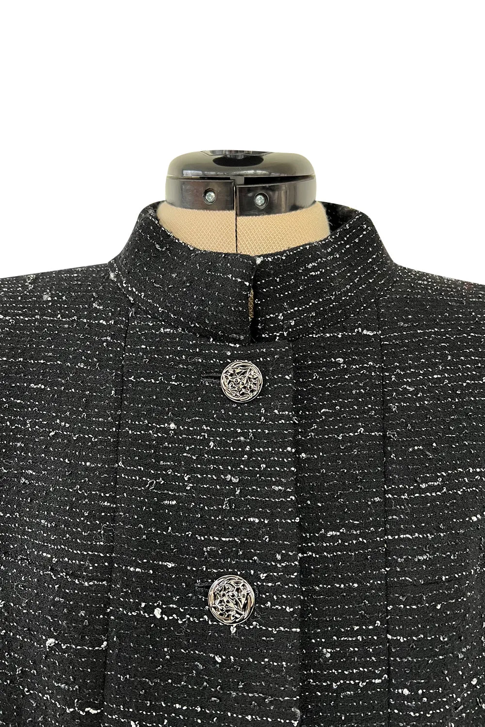 Chic Fall 2004 Chanel by Karl Lagerfeld Haute Couture Black & White Boucle Runway Dress & Jacket