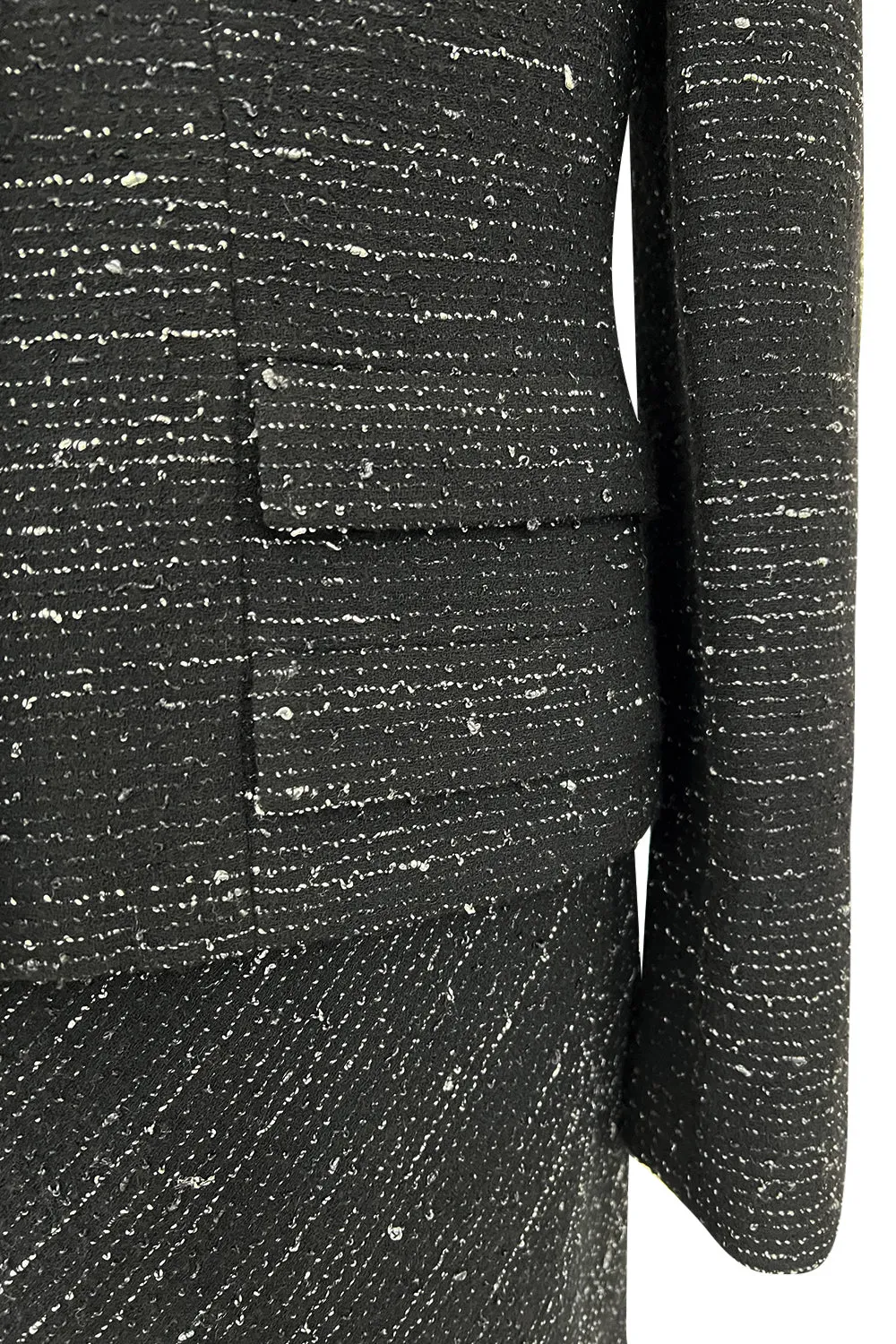 Chic Fall 2004 Chanel by Karl Lagerfeld Haute Couture Black & White Boucle Runway Dress & Jacket