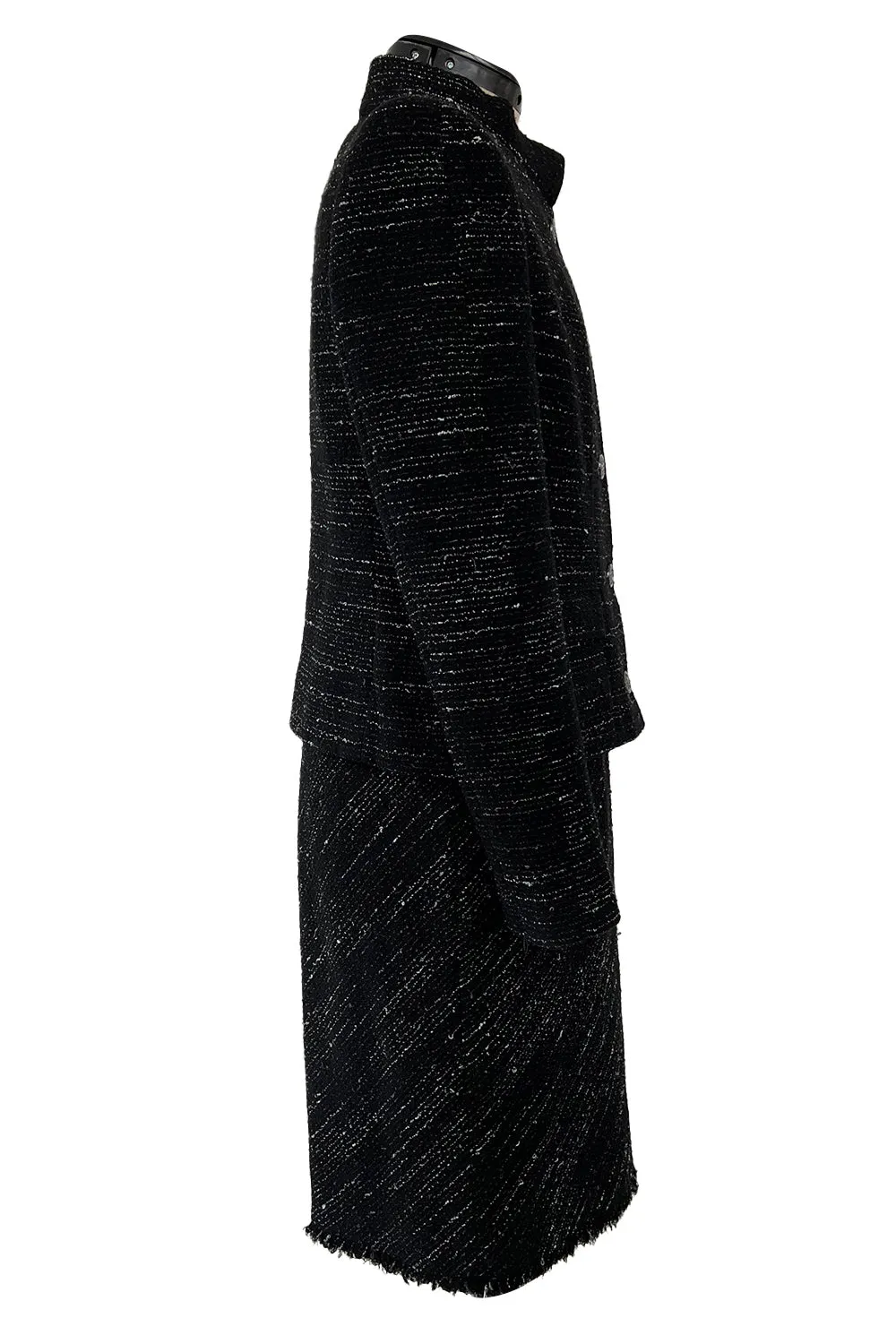 Chic Fall 2004 Chanel by Karl Lagerfeld Haute Couture Black & White Boucle Runway Dress & Jacket