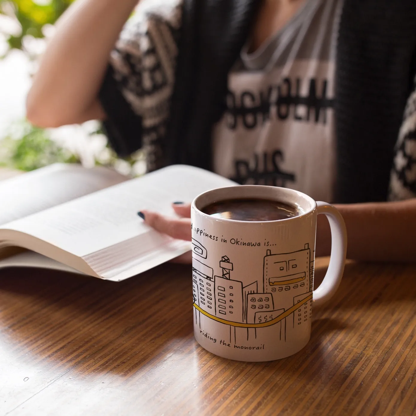 Coffee Mug - Happiness in Okinawa is riding the monorail in Naha