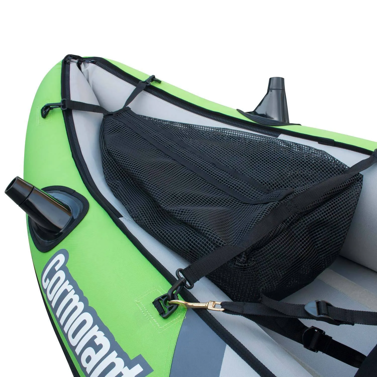 Cormorant Inflatable 2 Person Fishing Kayak Set with 6 Rod Holders, Paddles, Double Action Pump